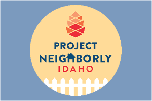Background: Circle with Picket Fence - Caption: Project Neighborly Idaho